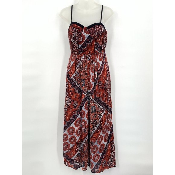Band of Gypsies Jumpsuit Small Red Lightly Padded Adjustable Strap Wide Leg - Picture 1 of 9